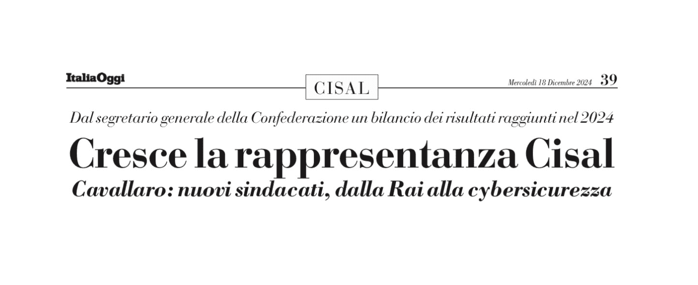 Copertina di: “Cresce la rappresentanza della Cisal”